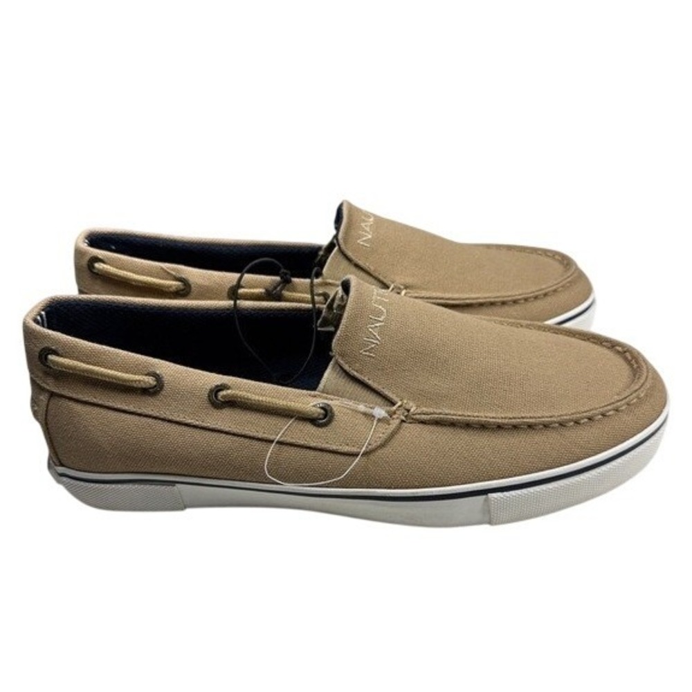 New Nautica Doubloon Boat Shoes Men's Tan Slip On Loafer Shoes Comfort Size 8